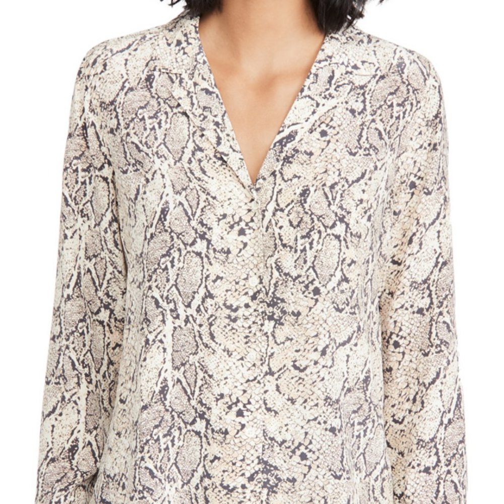Rails Snakeskin Print Silk Button Down Blouse Sz S - image 8